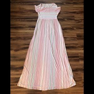 Women’s orange creek white/pink striped maxi dress